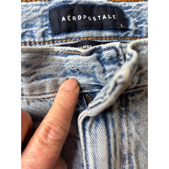 Aeropostale High Rise Baggy Distressed Jeans Light Wash Non Stretch 8S 4000 - Picture 11 of 15